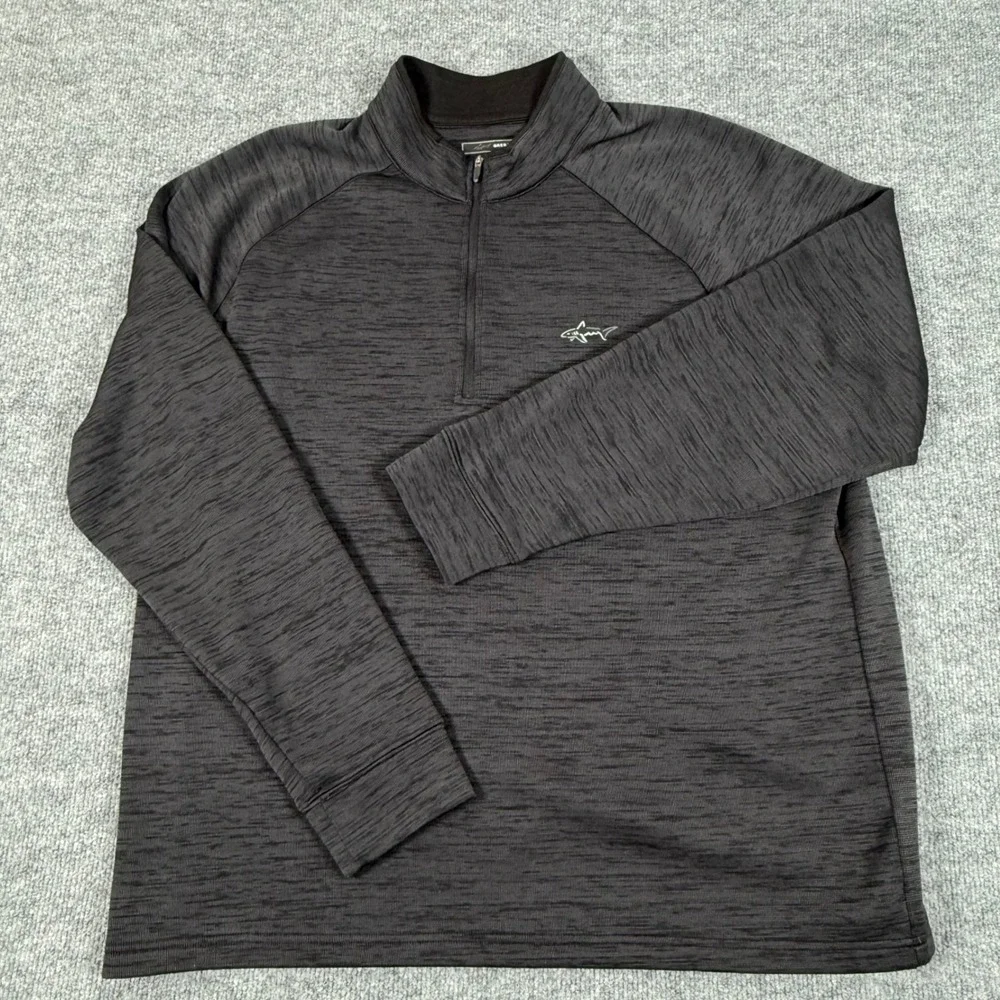 Greg Norman Mens XL Quarter Zip Heathered Black Golf Pullover Shirt Performance‎